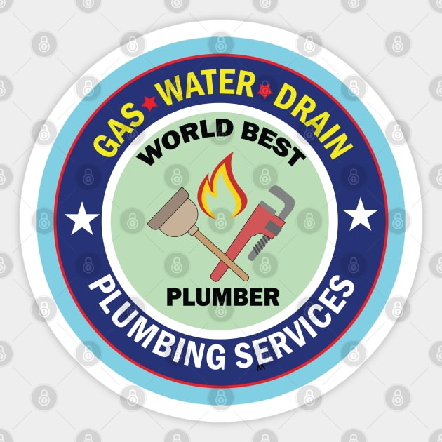 world Best Plumber Design for Plumber and mechanics and pipe fitters Sticker by ArtoBagsPlus